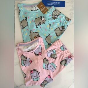 Pusheen Two-Piece Pajama Set in Pink & Mint with Pusheen Print